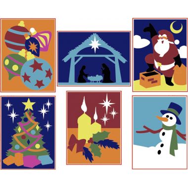 Lot de 6 cartes adhésives noel à décorer