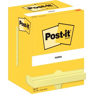 Lot de 12 blocs de 100 feuilles post-it notes  76 x 102 mm coloris jaune