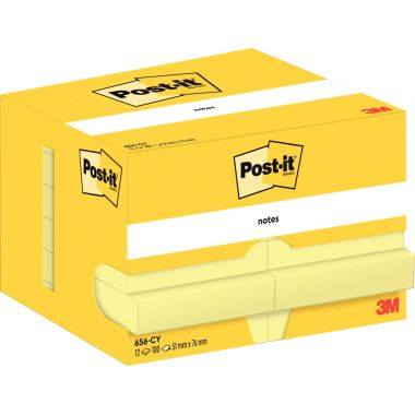 Lot de 12 blocs de 100 feuilles post-it notes 51 x 76 mm coloris jaune