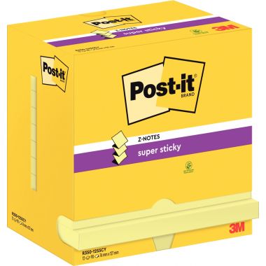 Lot de 12 blocs de 90 feuilles Z-Notes Super Sticky post-it, 76 x 127 mm, couleur : jaune