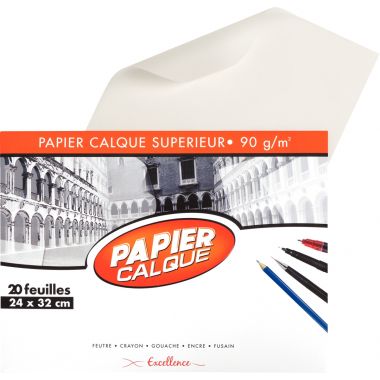 Pochette de 20 feuilles de papier calque 24x32cm 90g EXCELLENCE