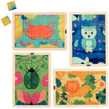 Lot de 4 puzzles magiques 24 pièces, les animaux