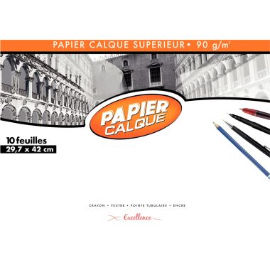 Pochette de 10 feuilles de papier calque 29,7x42cm 90g EXCELLENCE