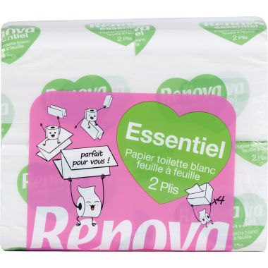 Renova - Carton de 40 paquets de 180 feuilles papier hygiénique feuille à feuille 2 plis - 200090096