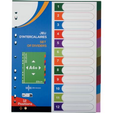 Jeu de 12 intercalaires en polypropylène COLOR FRESH, format A4+ - 2010028