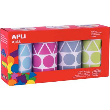 Lot de 4 rouleaux gommettes géométriques couleur fun