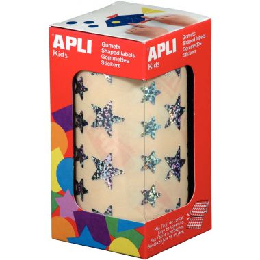 Rouleau de gommettes étoiles holographique argent