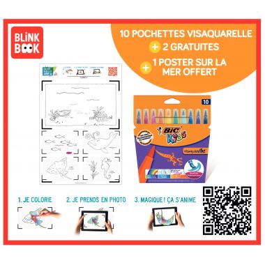 Lot de 12 pochettes de 10 feutres Visaquarelle dont 2 gratuites