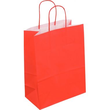 Paquet de 50 sacs kraft rouge 23x+12x30cm poignées torsadées