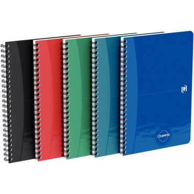 Cahier à reliure intégrale 180 pages OCEANIS format A5, quadrillé 5x5, couverture polypropylène coloris assortis