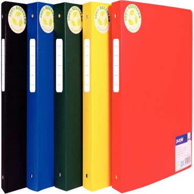 Classeur 4 anneaux ECOGREEN en polypropylène recyclé, dos 2 cm, format A4, coloris assortis