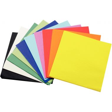 Paquet de 500 feuilles de papier de soie 16 x 16 cm couleurs assorties