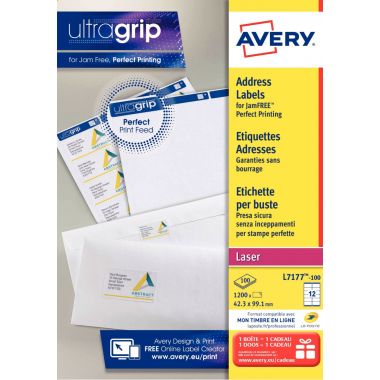 Pochette de 1200 étiquettes adhésives blanches laser 99,1x42.3mm