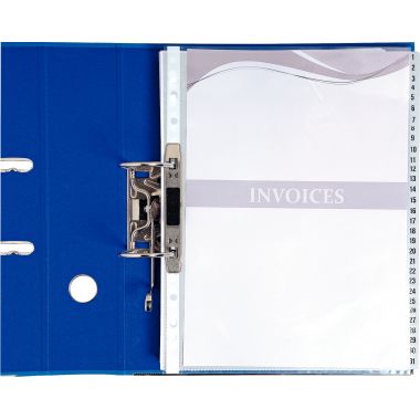 Jeu de 31 intercalaires numériques en polypropylène gris recyclé, format A4+