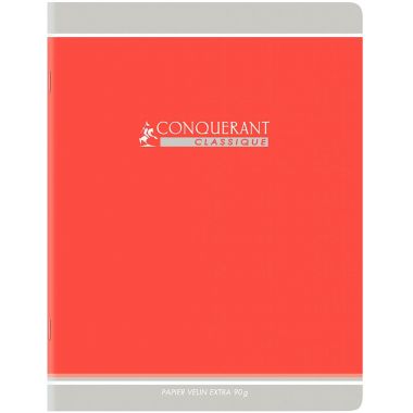 Cahier piqué 96 pages, 24x32 cm, seyès, papier 90g, rouge
