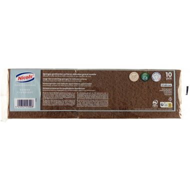 Lot de 10 éponges avec abrasif marron grand modèle