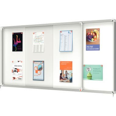 Vitrine d'intérieur portes coulissantes Premium plus fond métal 18 feuilles A4