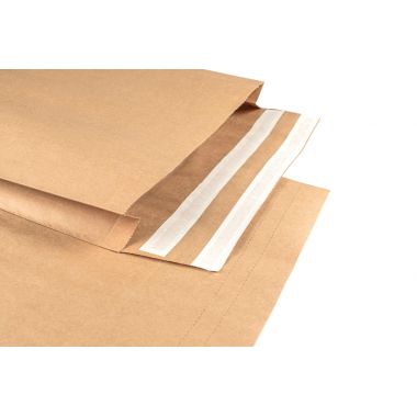 Paquet de 10 pochettes aller/retour kraft 340x420mm soufflet 80mm bandes siliconées
