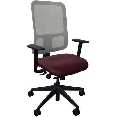 Fauteuil Early Mesh dossier gris/assise bordeaux