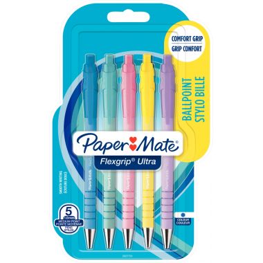Blister de 5 stylos bille Flexgrip Ultra pastel