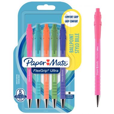 Blister de 5 stylos bille Flexgrip Ultra Bright