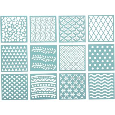Lot de 12 pochoirs carrés décoratifs
