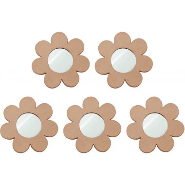 Lot de 5 miroirs forme fleur en carton diamètre 17,5 cm