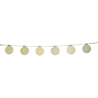 Guirlande 1 mètre avec 6 boules de Noël en bois