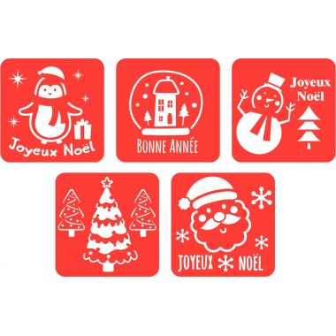 Lot de 5 pochoirs Noël et Bonne Année