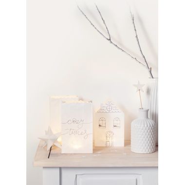 Sachet de 5 photophores en papier blanc