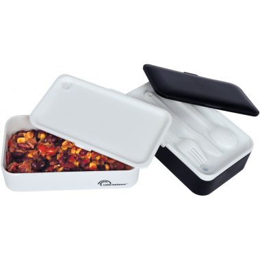 Lunchbox noire 2 compartiments avec couverts