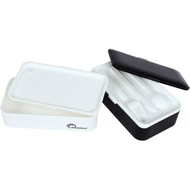 Lunchbox noire 2 compartiments avec couverts