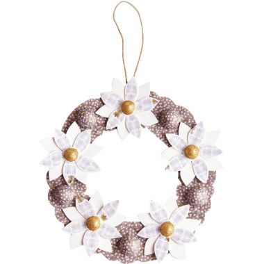 Couronne de fleurs en carton brun, diamètre 29 cm
