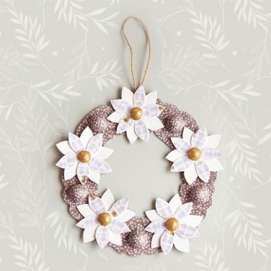 Couronne de fleurs en carton brun, diamètre 29 cm