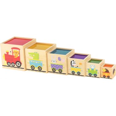 Lot de 6 cubes en bois, formes et couleurs