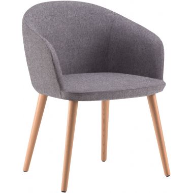 Fauteuil pieds bois Milos bleu gris chiné