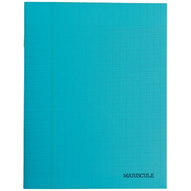 Piqûre 48 pages MAJUSCULE, format 24x32 cm, seyès 80g, couverture polypropylène bleu