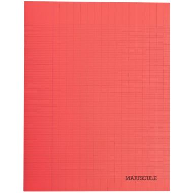 Piqûre 48 pages MAJUSCULE, format 24x32 cm, seyès 80g, couverture polypropylène rouge