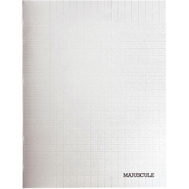Piqûre 48 pages MAJUSCULE, format 24x32 cm, seyès 80g, couverture polypropylène incolore