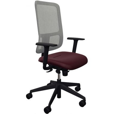 Fauteuil Early Mesh dossier gris/assise bordeaux