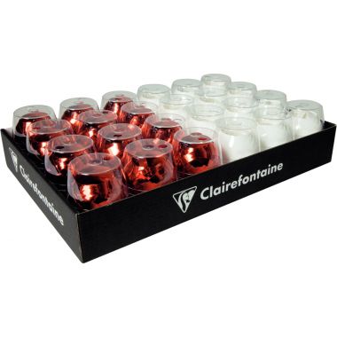 Lot de 24 bobines de bolduc 10mx7mm rouge/blanc métallisé