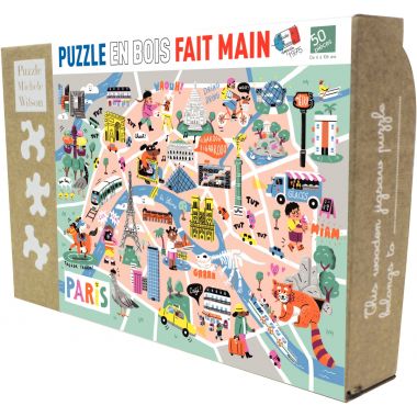 Puzzle en bois d'environ 50 pièces, balade à Paris