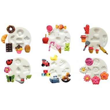 Lot de 6 mini moules en silicone formes assortis