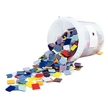 Seau de 1 litre de mosaïques 2x2 cm en pâte de verre panachés assortis