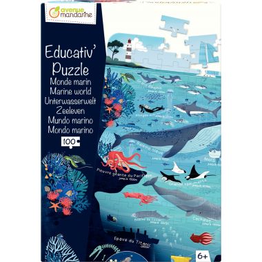 Puzzle 100 pièces, le monde marin