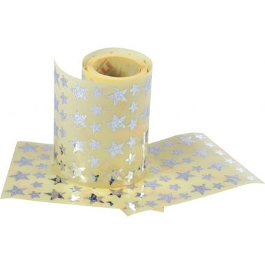 Rouleau de gommettes étoiles holographique argent