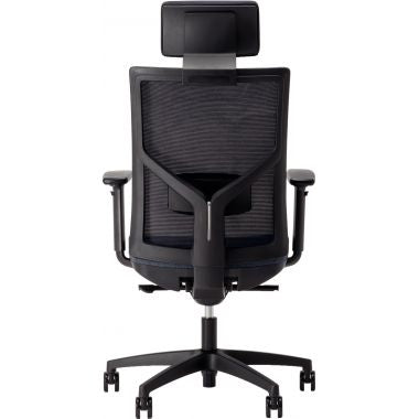 Fauteuil Eleganze avec tétière dos noir/assise bleu