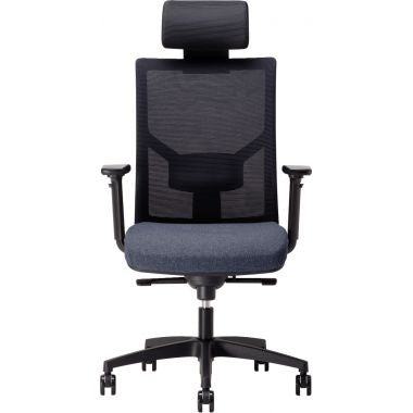 Fauteuil Eleganze avec tétière dos noir/assise bleu