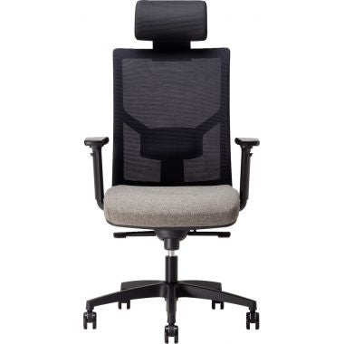 Fauteuil Eleganze avec tétière dos noir/assise gris
