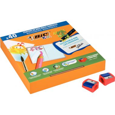 Bic - Classpack de 40 crayons multi surface assortis + 2 tailles-crayons - 519017